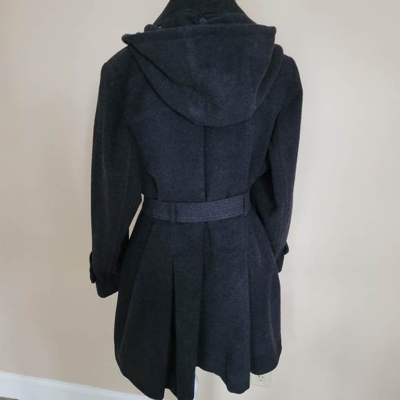 Michael Kors Womens Charcoal Gray Wool Blend Trench Coat Sz 16W - Picture 2 of 13